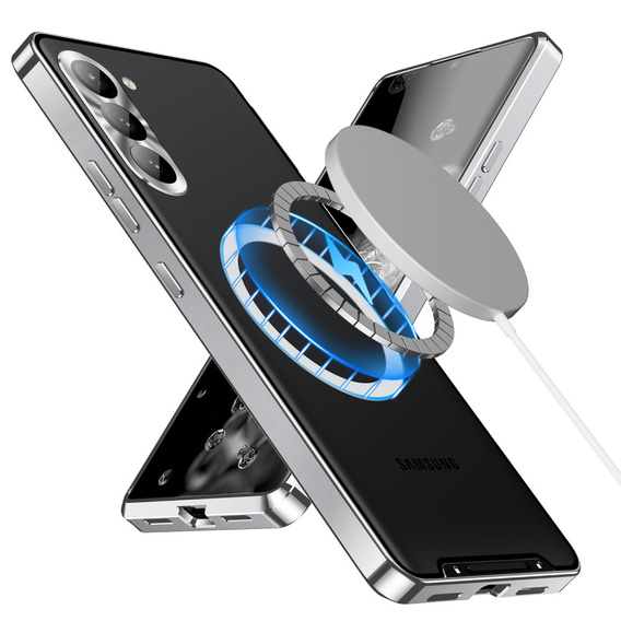 Ochranné puzdro na fotoaparát pre Samsung Galaxy S23 Plus, CamShield MagSafe, priehľadný / strieborný
