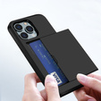 Obal na mobil pre iPhone 15 Pro, Sliding Card Holder, čierne