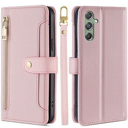 Klapkové puzdro pre Samsung Galaxy M34, Wallet Zipper Pocket, ružové