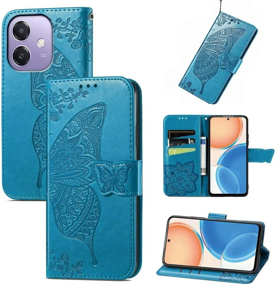 Klapkové puzdro pre Oppo A40 / Oppo A40m, Butterfly, modré