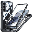 Puzdro pre Samsung Galaxy S25 FE, Shockproof, so sklom, pre MagSafe, čierne