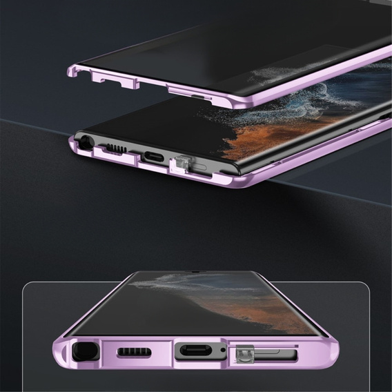 Puzdro pre Samsung Galaxy S21 Ultra, Magnetic Dual Glass, fialové