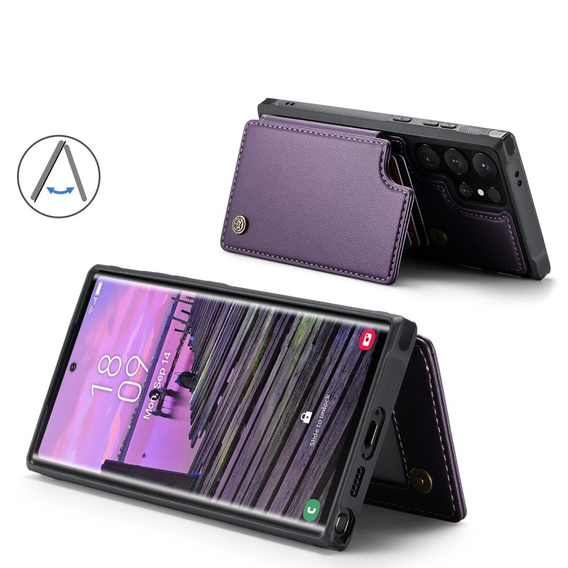 CASEME flipové puzdro pre Samsung Galaxy S25 Ultra, Litchi Wallet, fialové