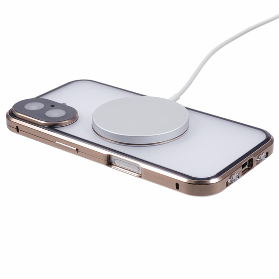 Magnetické puzdro Dual Glass MagSafe pre iPhone 16, zlaté