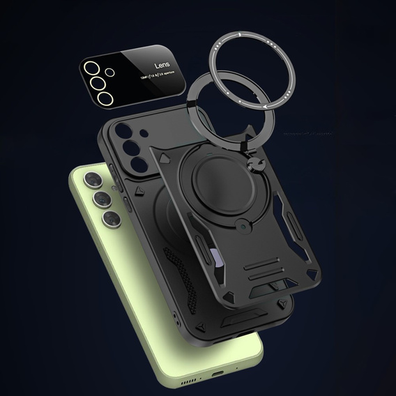 Pancierované puzdro pre Honor Magic 6 Lite 5G, Magnetic Ring, čierne