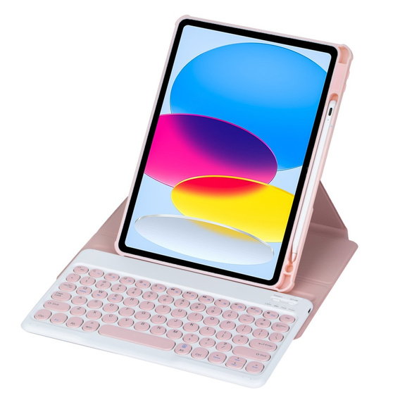 Puzdro s klávesnicou pre iPad 11" 2025 A16 (11 gen.) / iPad 10.9" 2022 (10 gen.), Rotary 360° Leather, ružové rose gold