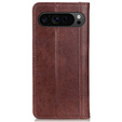 Klapkové puzdro pre Google Pixel 10 Pro XL / 9 Pro XL, s vreckom, kožené, hnedé