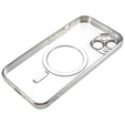Puzdro pre iPhone 14, Electro MagSafe, strieborné + sklo na displej