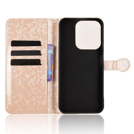 Flipové puzdro pre Xiaomi Redmi 15C 4G/LTE, Wallet Rhombus, zlaté