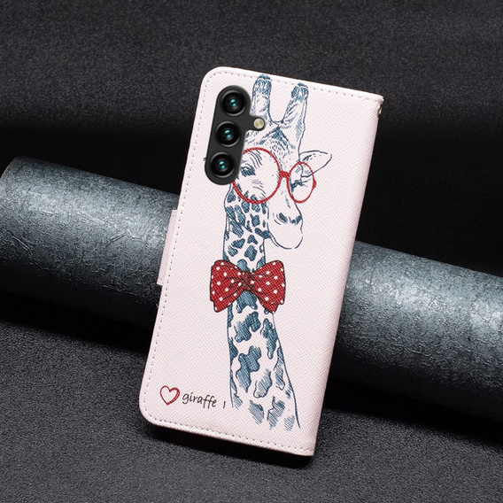 Klapkové puzdro pre Samsung Galaxy A05s, Wallet, giraffe, ružové
