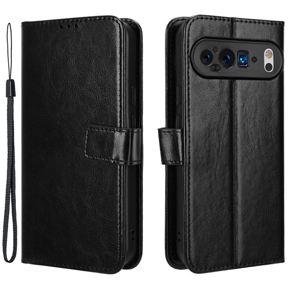 Klapkové puzdro pre Google Pixel 9 / Google Pixel 9 Pro, Crazy Horse Wallet, čierne