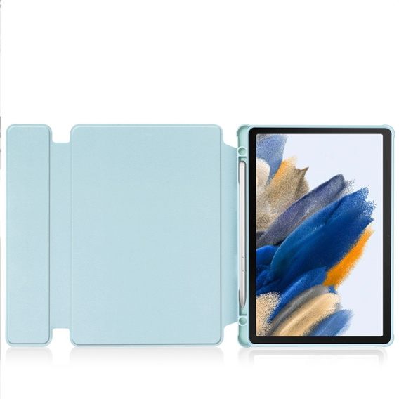 Puzdro s klávesnicou pre Samsung Galaxy Tab A9+, Rotary 360° Leather, svetlomodré