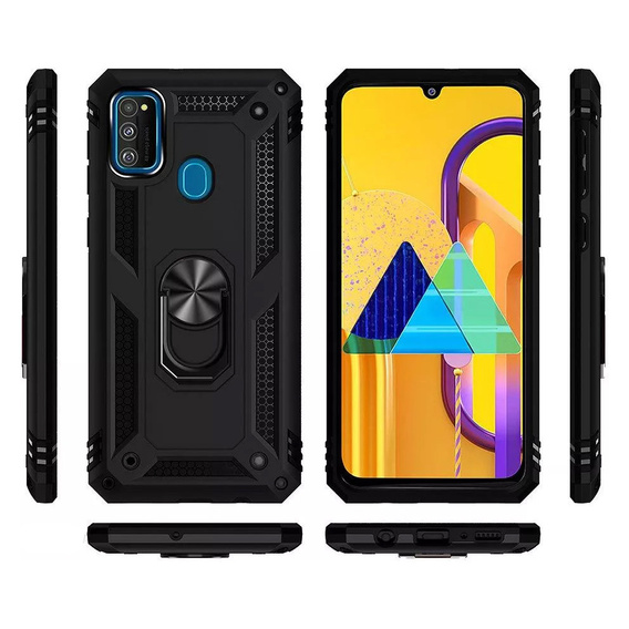 Pancierované obal na mobil pre Samsung Galaxy M21, Nox Case Ring, čierne
