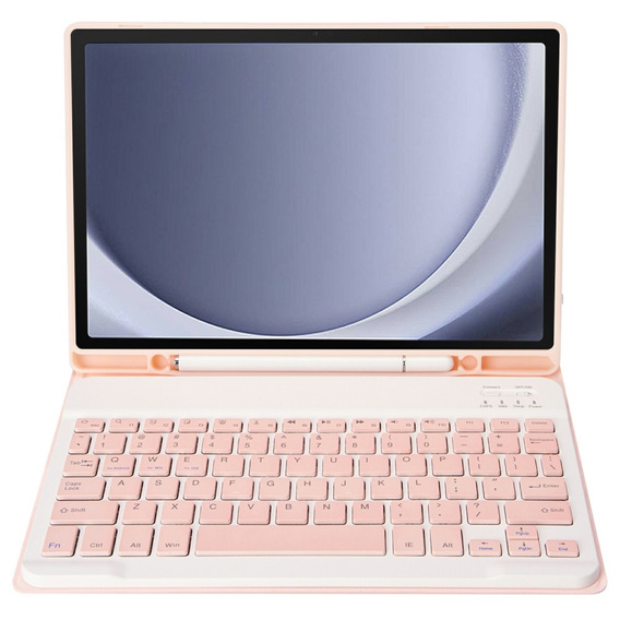 Puzdro + klávesnica Samsung Galaxy Tab A9+, Leather Pen Slot, ružové rose gold