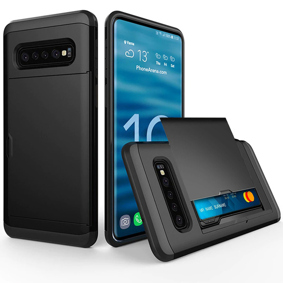 Obal na mobil pre Samsung Galaxy S10+ Plus, Sliding Card Holder, čierne