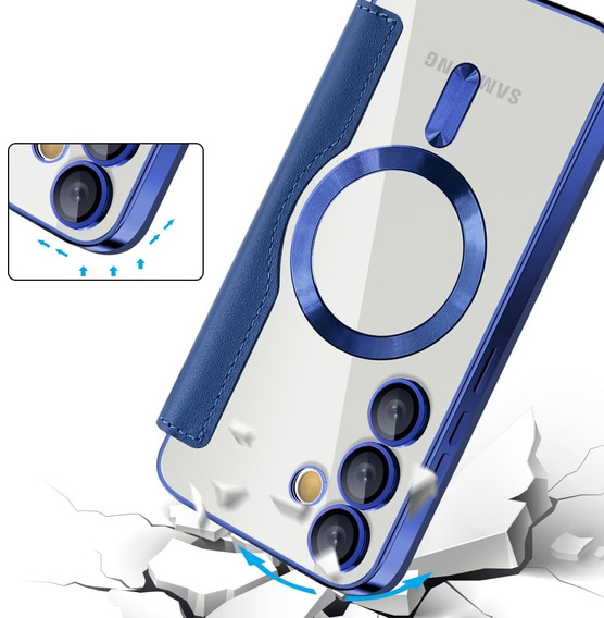 Klapkové puzdro pre Samsung Galaxy S25 FE, RFID Wallet MagSafe CamShield, tmavomodré