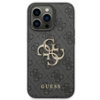 GUESS Obal na mobil pre iPhone 14 Pro, 4G Big Metal Logo, sivé