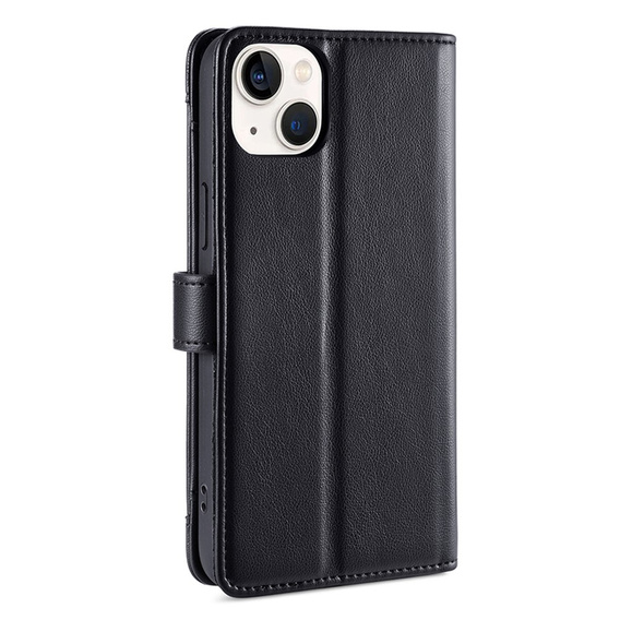 Klapkové puzdro pre iPhone 14, Wallet Zipper Pocket, čierne