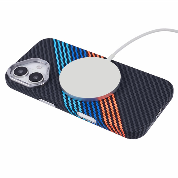 Puzdro pre iPhone 16 Plus, Carbon Fiber MagSafe, tmavomodré