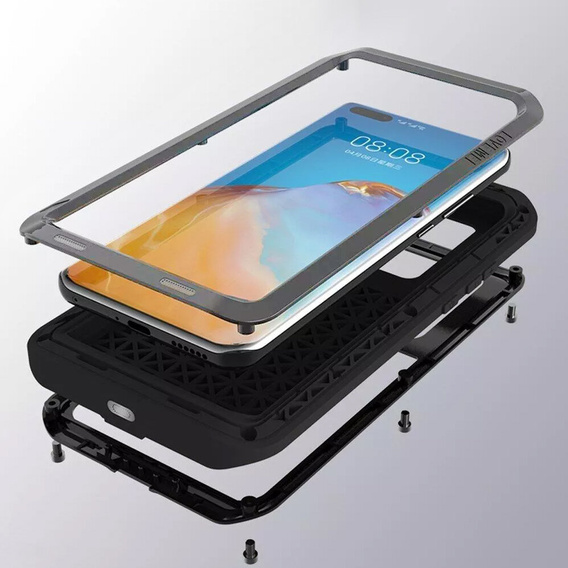 Love Mei Obal na mobil pre Huawei P40 Pro, armored without glass, strieborné