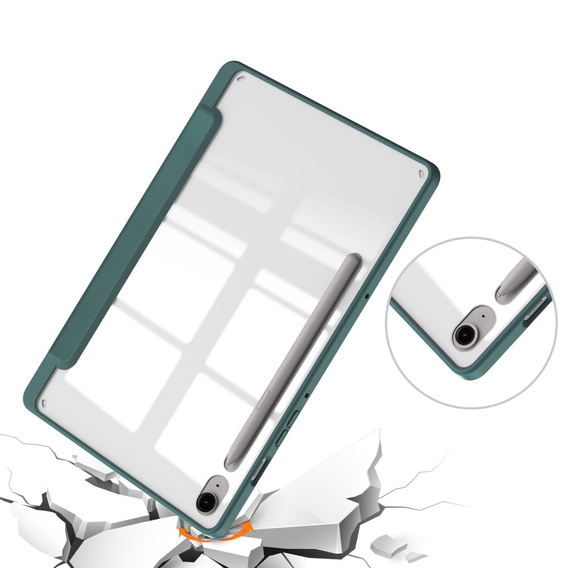Puzdro pre Samsung Galaxy Tab S9 FE / S10 FE, Smartcase Hybrid, so slotom na stylus, tmavozelené