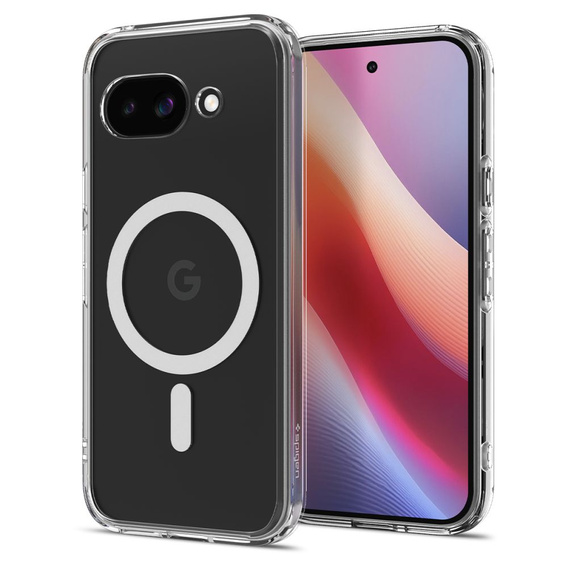 Puzdro MagSafe Spigen pre Google Pixel 9A, Ultra Hybrid, transparentné / biele + tvrdené sklo 9H
