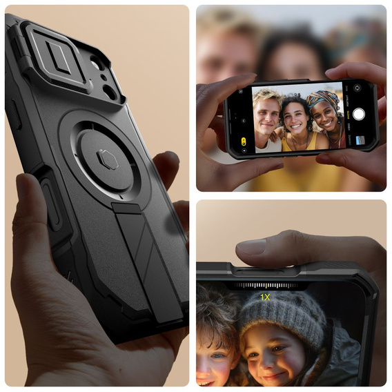 Puzdro Tech-Protect pre iPhone 17 Pro Max, Kevlar MagSafe+, čierne