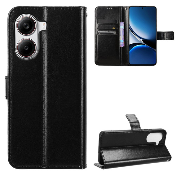 Klapkové puzdro pre Xiaomi Poco X7 Pro 5G, Crazy Horse Wallet, čierne