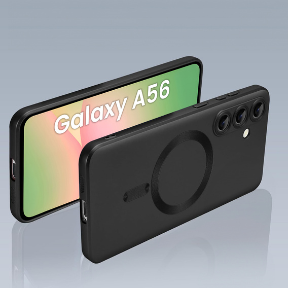 Puzdro pre Samsung Galaxy A56, ColorMag, pre MagSafe, čierne + tvrdené sklo 9H