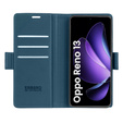 Puzdro pre Oppo Reno 13, ERBORD Glossy Litchi, flipová peňaženka, modré
