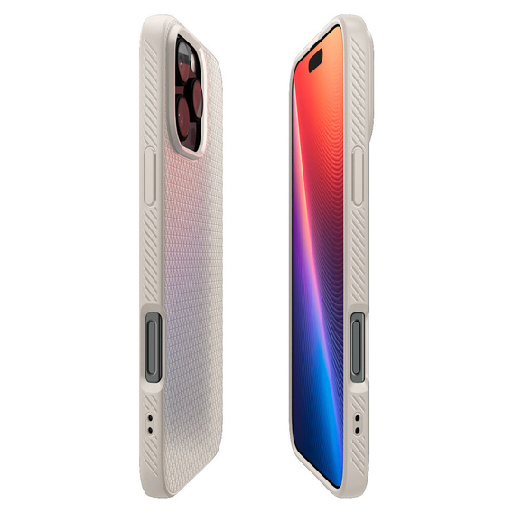 Puzdro Spigen pre iPhone 16 Pro Max, Liquid Air, titán + tvrdené sklo 9H