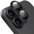 Sklo fotoaparátu pre iPhone 16 / 16 Plus, čierne kovové prekrytie ERBORD