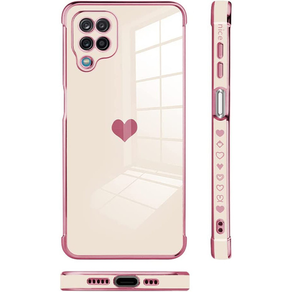 Obal na mobil pre Samsung Galaxy A12 / M12 / A12 2021, Electro heart, ružové rose gold