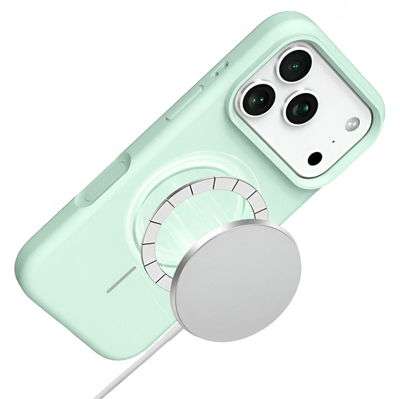 Silikónové puzdro pre iPhone 17 Pro, pre MagSafe, proti nárazom, zelené