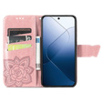 Klapkové puzdro pre Xiaomi 14T Pro, Butterfly, ružové rose gold