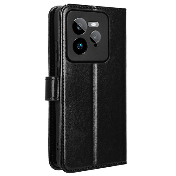 Klapkové puzdro pre Realme GT 7 Pro, Crazy Horse Wallet, čierne