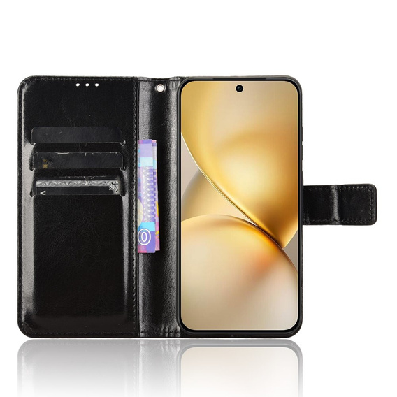 Klapkové puzdro pre Vivo X200 Pro 5G, Crazy Horse Wallet, čierne