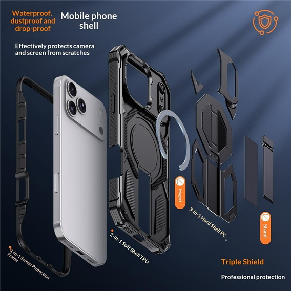 Ochranné puzdro kompatibilné s MagSafe so stojanom pre iPhone 17 Pro Max