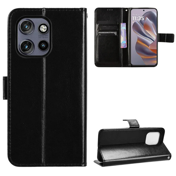 Klapkové puzdro pre Motorola Edge 50 Neo / Motorola ThinkPhone 25, Crazy Horse Wallet, čierne