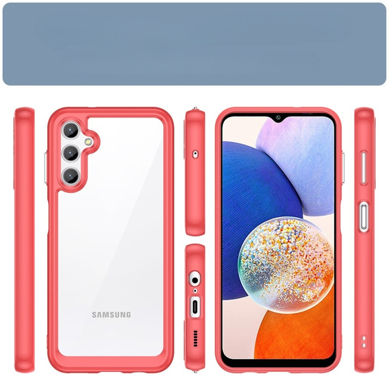 Obal na mobil pre Samsung Galaxy A14 4G/5G, Fusion Hybrid, transparentné / červené