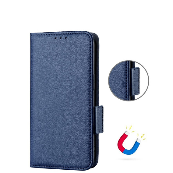 Klapkové puzdro pre Cat S75 5G, Wallet Litchi Magnet, tmavomodré