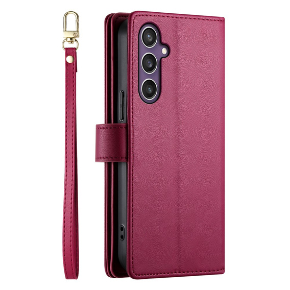 Klapkové puzdro pre Samsung Galaxy S25, Wallet Zipper Pocket, červené