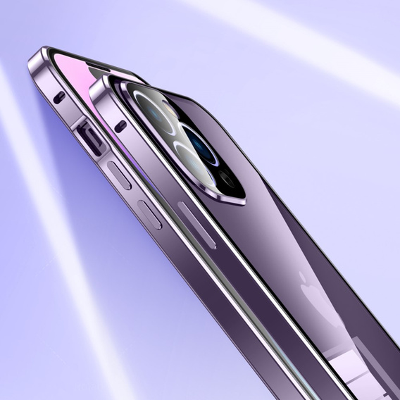 Puzdro pre iPhone 15 Pro Max, Magnetic Dual Glass, fialové