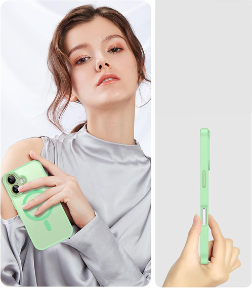 Puzdro pre iPhone 16 Plus, pre MagSafe, ERBORD Matt Case, svetlozelené + sklo na displej
