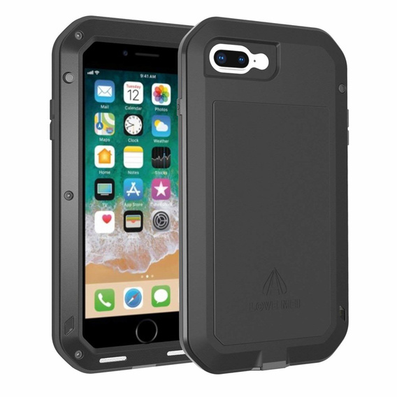 Love Mei Obal na mobil pre iPhone 8 Plus / 7 Plus, armored with glass, čierne