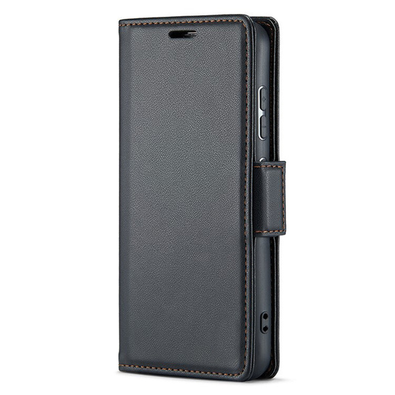 Puzdro pre Oppo Reno 12, ERBORD Glossy Litchi, flipová peňaženka, čierne