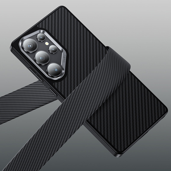 Puzdro BENKS Kevlar pre Samsung Galaxy S25 Ultra, pre MagSafe, Carbon Fiber, čierne