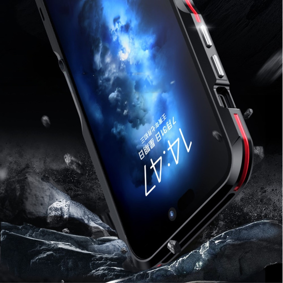 Puzdro LUPHIE pre iPhone 15 Pro Max, Armor Bumper, čierna / červená