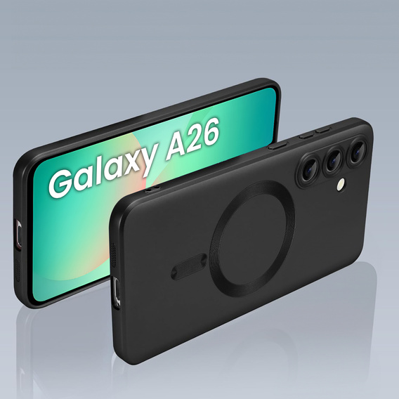 Puzdro pre Samsung Galaxy A26, ColorMag, pre MagSafe, čierne + tvrdené sklo 9H