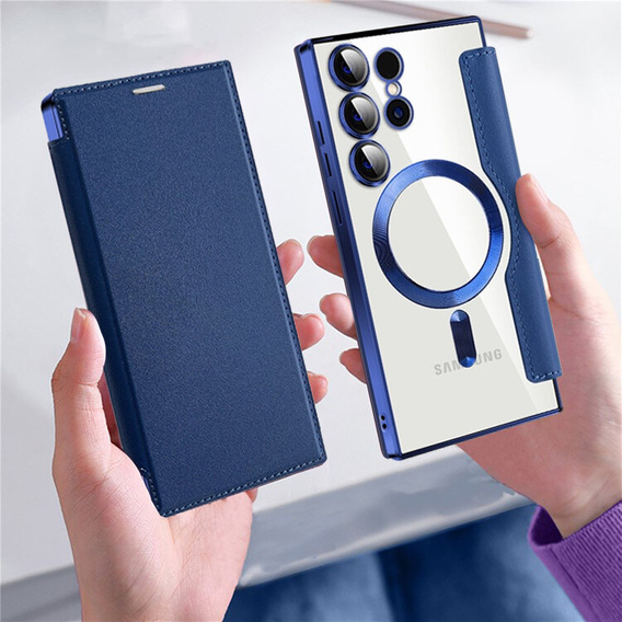 Klapkové puzdro pre Samsung Galaxy S24 Ultra, RFID Wallet MagSafe CamShield, tmavomodré